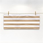 Horizontal Stripes - White and Tan Brown Hand Towel
