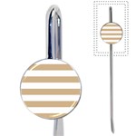 Horizontal Stripes - White and Tan Brown Book Mark