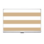 Horizontal Stripes - White and Tan Brown Business Card Holder