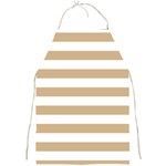 Horizontal Stripes - White and Tan Brown Full Print Apron