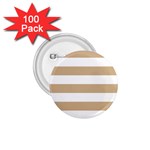 Horizontal Stripes - White and Tan Brown 1.75  Button (100 pack)
