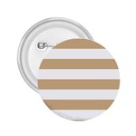 Horizontal Stripes - White and Tan Brown 2.25  Button