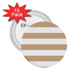 Horizontal Stripes - White and Tan Brown 2.25  Button (10 pack)