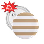 Horizontal Stripes - White and Tan Brown 2.25  Button (100 pack)