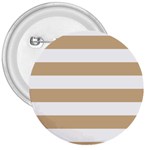 Horizontal Stripes - White and Tan Brown 3  Button