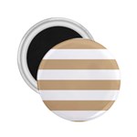 Horizontal Stripes - White and Tan Brown 2.25  Magnet