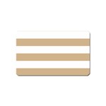 Horizontal Stripes - White and Tan Brown Magnet (Name Card)