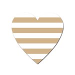 Horizontal Stripes - White and Tan Brown Magnet (Heart)