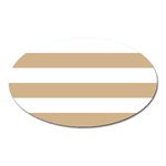 Horizontal Stripes - White and Tan Brown Magnet (Oval)