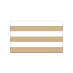 Horizontal Stripes - White and Tan Brown Sticker Rectangular (10 pack)