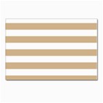 Horizontal Stripes - White and Tan Brown Postcard 4 x 6  (Pkg of 10)