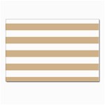Horizontal Stripes - White and Tan Brown Postcards 5  x 7  (Pkg of 10)