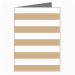 Horizontal Stripes - White and Tan Brown Greeting Card