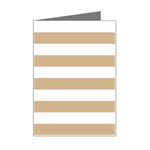 Horizontal Stripes - White and Tan Brown Mini Greeting Card