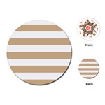 Horizontal Stripes - White and Tan Brown Playing Cards (Round)