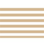 Horizontal Stripes - White and Tan Brown Birthday Cake 3D Greeting Card (7x5)