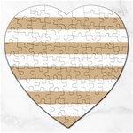 Horizontal Stripes - White and Tan Brown Jigsaw Puzzle (Heart)