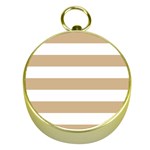 Horizontal Stripes - White and Tan Brown Gold Compass