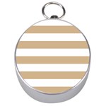 Horizontal Stripes - White and Tan Brown Silver Compass