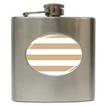 Horizontal Stripes - White and Tan Brown Hip Flask (6 oz)