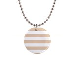Horizontal Stripes - White and Pastel Brown 1  Button Necklace
