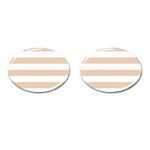 Horizontal Stripes - White and Pastel Brown Cufflinks (Oval)