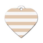 Horizontal Stripes - White and Pastel Brown Dog Tag Heart (Two Sides)