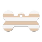 Horizontal Stripes - White and Pastel Brown Dog Tag Bone (One Side)