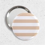 Horizontal Stripes - White and Pastel Brown 2.25  Handbag Mirror