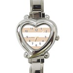 Horizontal Stripes - White and Pastel Brown Heart Italian Charm Watch