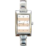 Horizontal Stripes - White and Pastel Brown Rectangle Italian Charm Watch