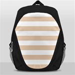 Horizontal Stripes - White and Pastel Brown Backpack Bag