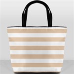 Horizontal Stripes - White and Pastel Brown Bucket Bag