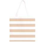 Horizontal Stripes - White and Pastel Brown Grocery Light Tote Bag