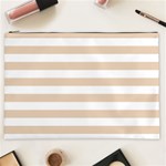 Horizontal Stripes - White and Pastel Brown Cosmetic Bag (XXL)
