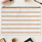 Horizontal Stripes - White and Pastel Brown Cosmetic Bag (XXXL)