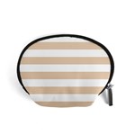 Horizontal Stripes - White and Pastel Brown Accessory Pouch (Small)