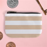 Horizontal Stripes - White and Pastel Brown Mini Coin Purse