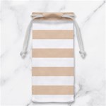 Horizontal Stripes - White and Pastel Brown Jewelry Bag