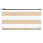 Horizontal Stripes - White and Pastel Brown Pencil Case