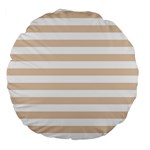 Horizontal Stripes - White and Pastel Brown Large 18  Premium Round Cushion
