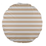 Horizontal Stripes - White and Pastel Brown Large 18  Premium Flano Round Cushion