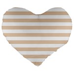 Horizontal Stripes - White and Pastel Brown Large 19  Premium Heart Shape Cushion