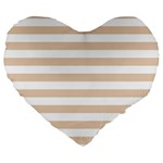 Horizontal Stripes - White and Pastel Brown Large 19  Premium Flano Heart Shape Cushion
