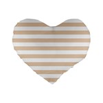 Horizontal Stripes - White and Pastel Brown Standard 16  Premium Flano Heart Shape Cushion