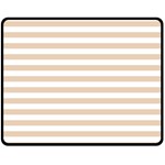 Horizontal Stripes - White and Pastel Brown Double Sided Fleece Blanket (Medium) (Two Sides)