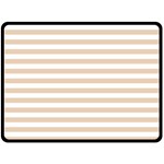 Horizontal Stripes - White and Pastel Brown Double Sided Fleece Blanket (Large) (Two Sides)