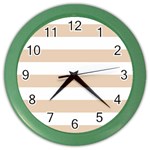 Horizontal Stripes - White and Pastel Brown Color Wall Clock