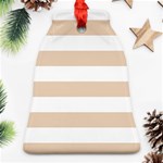 Horizontal Stripes - White and Pastel Brown Ornament (Bell)