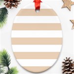 Horizontal Stripes - White and Pastel Brown Oval Ornament (Two Sides)
